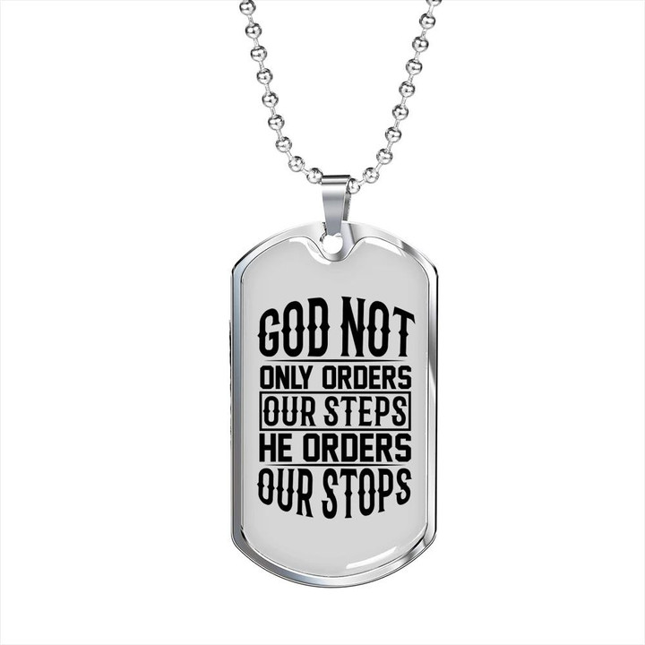 He Orders Our Steps And Stops Dog Tag Pendant Necklace Gift For Dad