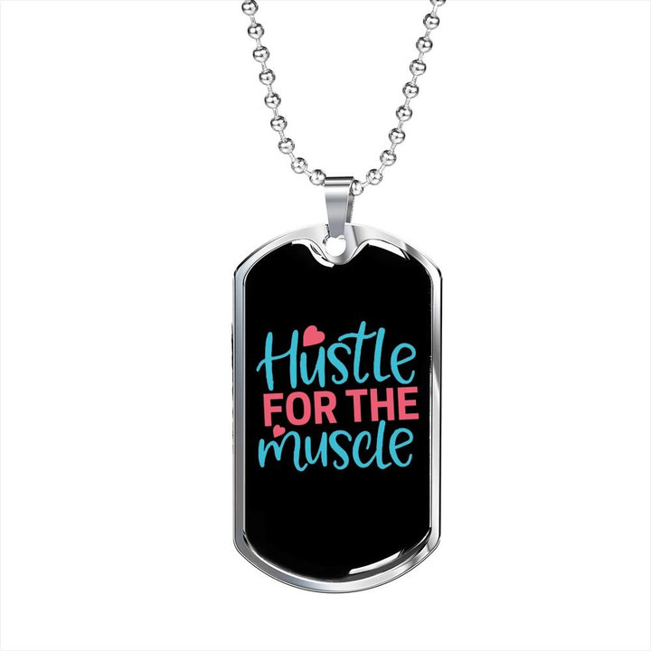 Hustle For The Muscle Lovely Heart Dog Tag Pendant Necklace Gift For Dad