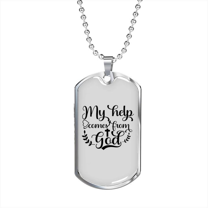 Design Dog Tag Pendant Necklace Gift For Dad My Help Comes From God