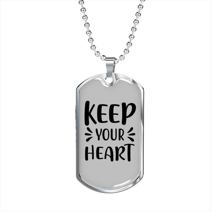 Keep Your Heart Motivational Quotes Dog Tag Pendant Necklace Gift For Dad