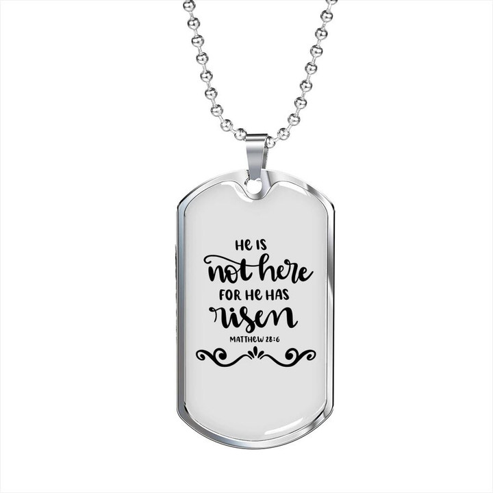 Dog Tag Pendant Necklace Gift For Him Jesus Christian He Is Not Here