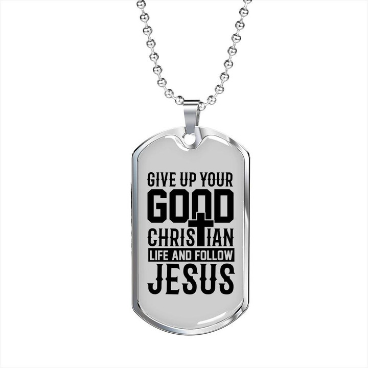 Good Christian Life Follow Jesus Dog Tag Pendant Necklace Gift For Him Christian