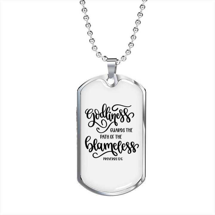 Godliness Guards The Blameless Dog Tag Pendant Necklace Gift For Him Christian