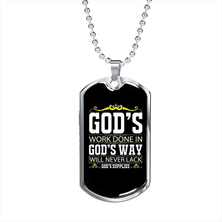 Dog Tag Pendant Necklace Gift For Him Christian God's Way Never Lack