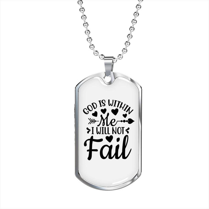 God Within Me I'll Not Fail Dog Tag Pendant Necklace Gift For Him Christian