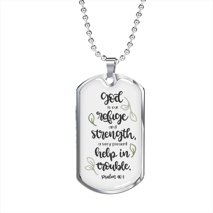 God Refuge And Strength Dog Tag Pendant Necklace Gift For Him Christian
