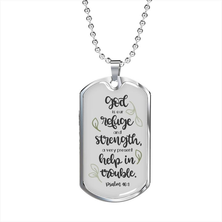 God Our Refuge Help In Trouble Dog Tag Pendant Necklace Gift For Him Christian