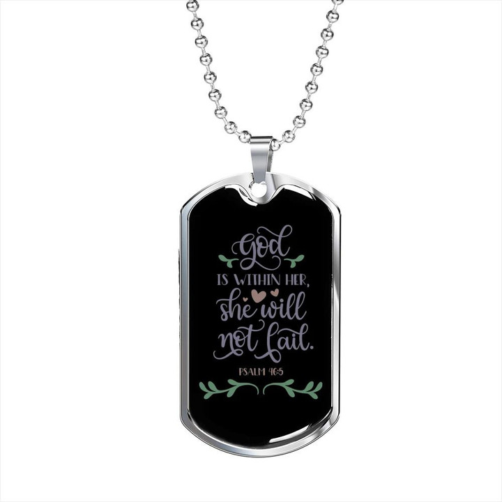 Gift For Him Christian Dog Tag Pendant Necklace God Is Within Her