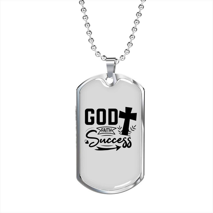 God Faith Success Gift For Him Christian Dog Tag Pendant Necklace