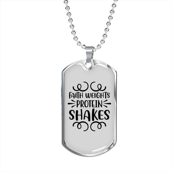 Gift For Him Christian Dog Tag Pendant Necklace Faith Weights Protein Shakes