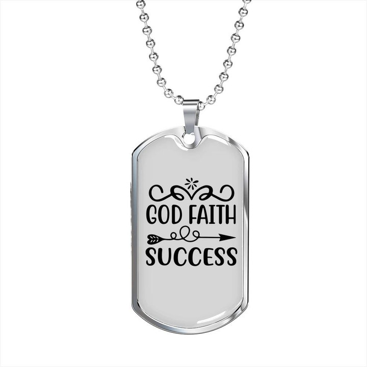 Faith Success Arrow Gift For Him Christian Dog Tag Pendant Necklace