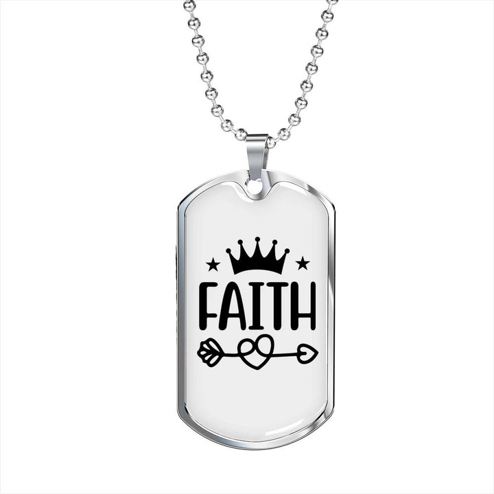 Faith Crown Star And Arrow Gift For Him Christian Dog Tag Pendant Necklace