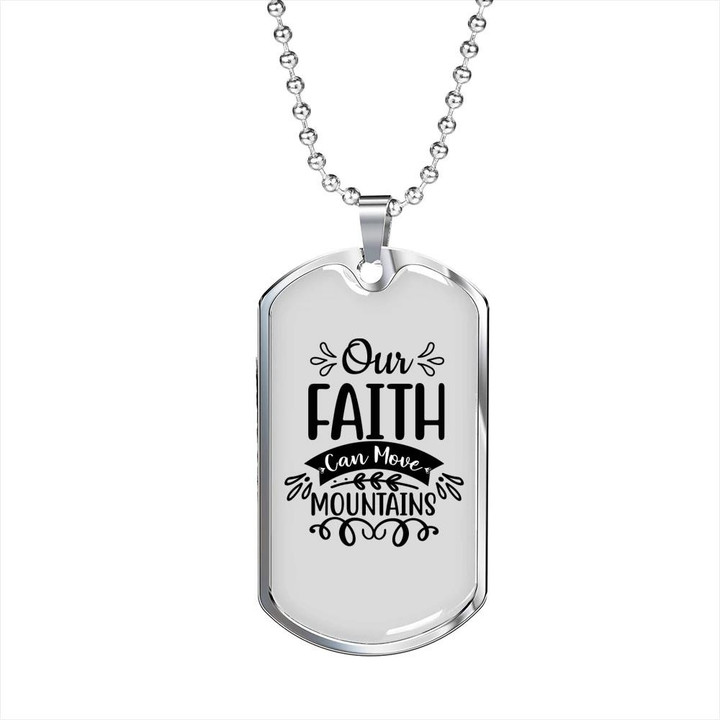 Hand Drawn Faith Can Move Gift For Him Christian Dog Tag Pendant Necklace