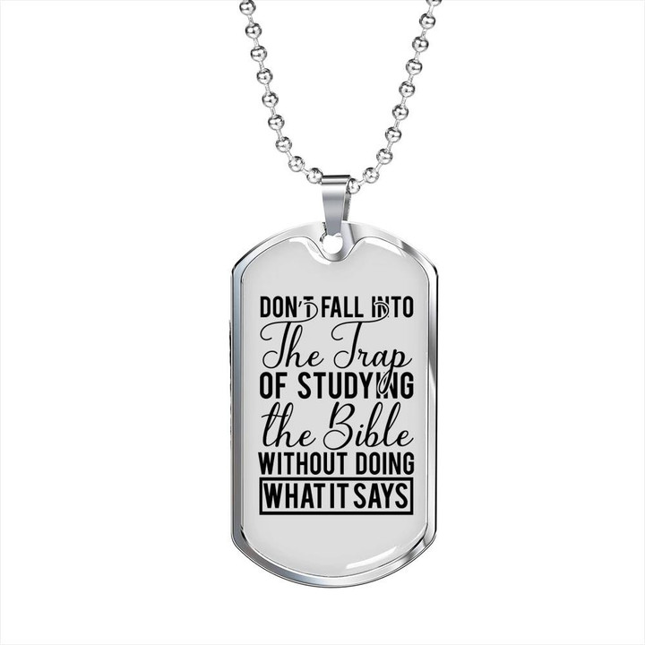 Don't Fall Into The Trap Gift For Him Christian Dog Tag Pendant Necklace