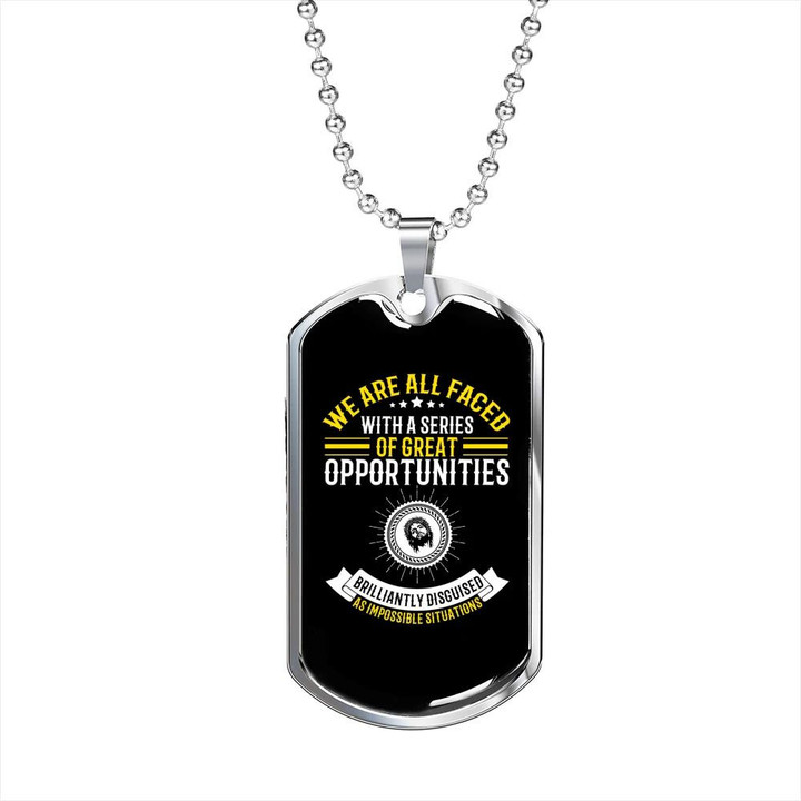 Disguised As Impossible Situations Gift For Him Christian Dog Tag Pendant Necklace