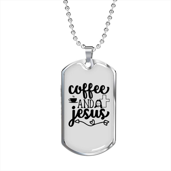Cool Gift For Him Christian Coffee And Jesus Cross Dog Tag Pendant Necklace
