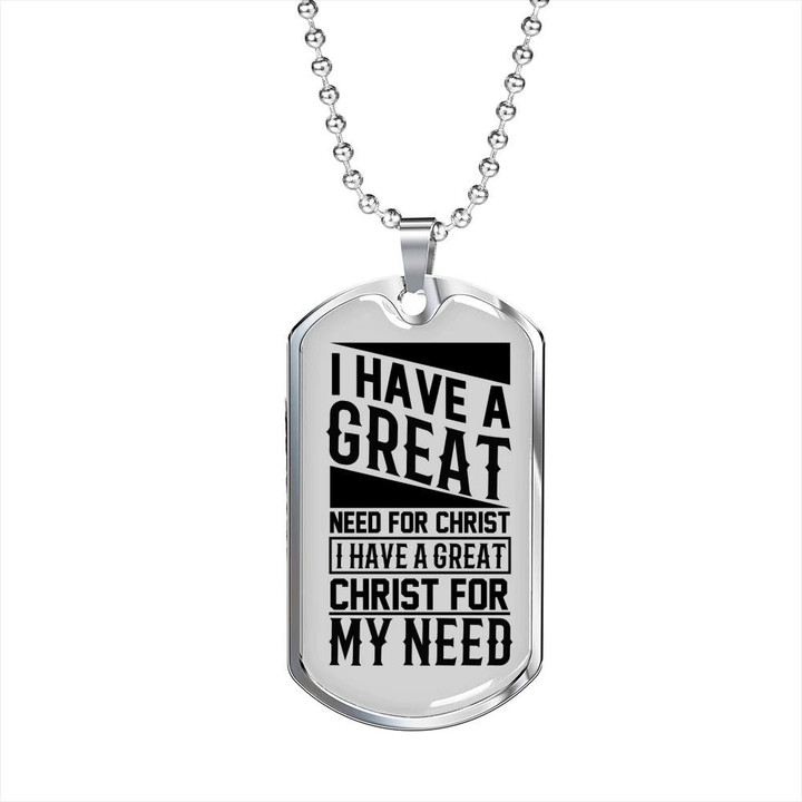 Christ For My Need Cool Gift For Him Christian Dog Tag Pendant Necklace