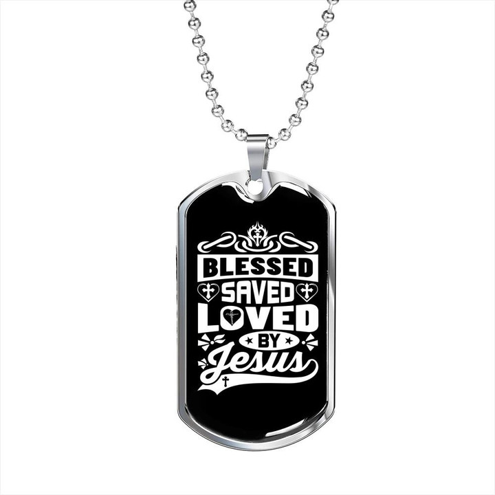 Cool Gift For Him Christian Blessed Saved Loved Dog Tag Pendant Necklace