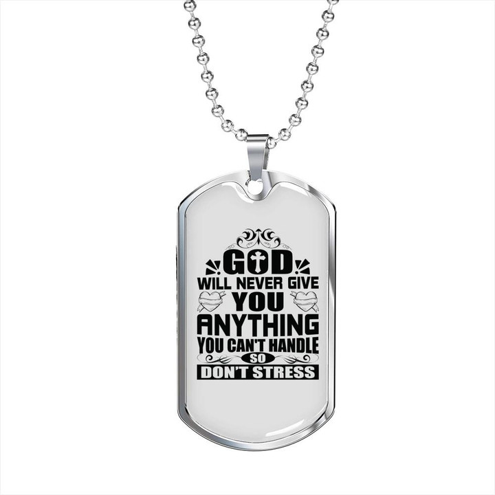 Anything You Can't Handle Cool Gift For Him Christian Dog Tag Pendant Necklace