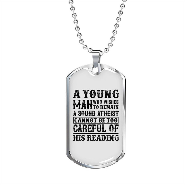A Young Man Remain Sound Atheist Great Gift For Him Christian Dog Tag Pendant Necklace