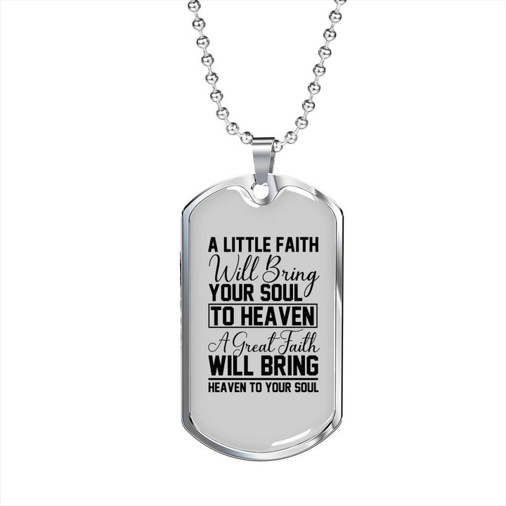 Great Faith Bring Heaven Perfect Gift For Him Christian Dog Tag Pendant Necklace