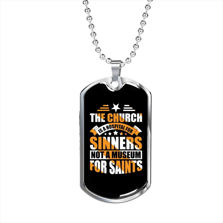 A Hospital For Sinners Cool Gift For Him Christian Dog Tag Pendant Necklace