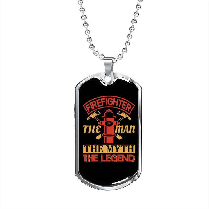 The Legend The Man The Myth Awesome Gift For Him Firefighter Dog Tag Pendant Necklace