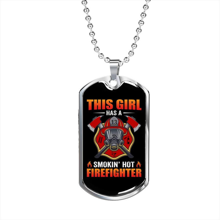 Smokin Hot Firefighter Girl Awesome Gift For Girlfriend Firefighter's Girlfriend Dog Tag Pendant Necklace