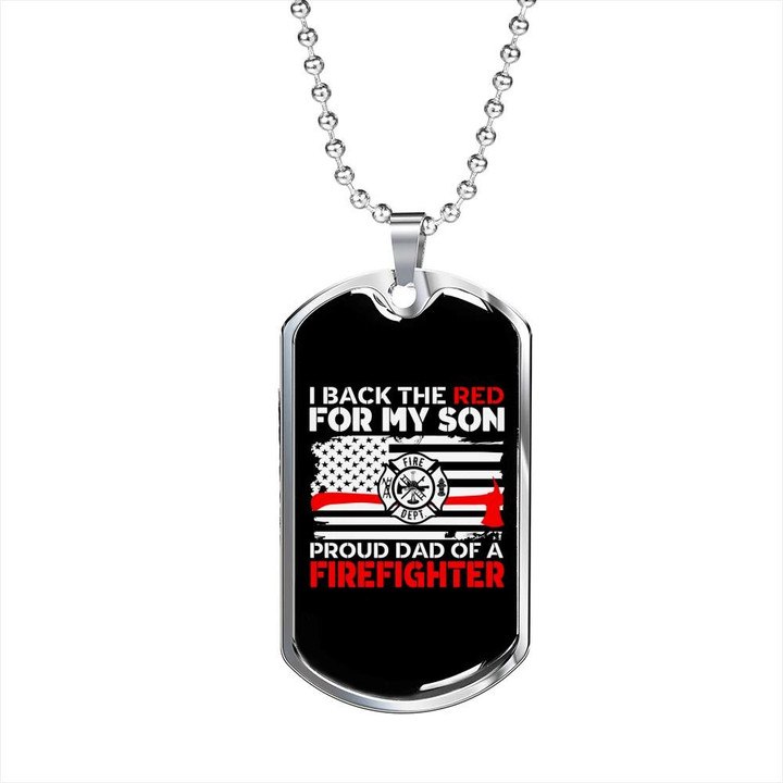 Gift For Dad Proud Dad Of Firefighter Best Gift For Firefighter Dog Tag Pendant Necklace