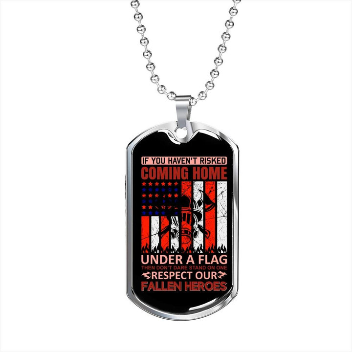 Best Gift For Him Firefighter Respect Our Fallen Heroes Flag Themed Dog Tag Pendant Necklace