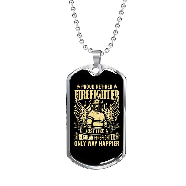 Meaningful Gift For Him Firefighter Proud Retired Firefighter Dog Tag Pendant Necklace