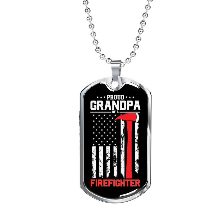 Cool Gift For Him Firefighter Proud Grandpa Firefighter Dog Tag Pendant Necklace
