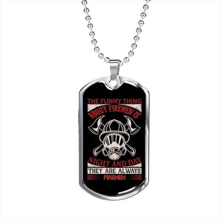 Night And Day Firemen Awesome Gift For Him Firefighter Dog Tag Pendant Necklace