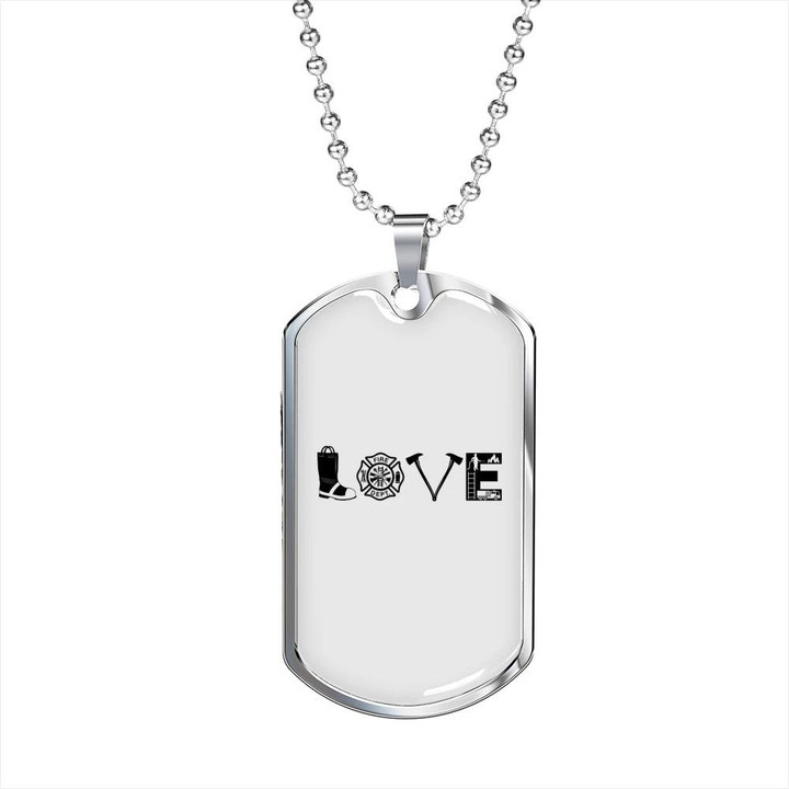 Love Firefighter Fire Department Awesome Gift For Him Firefighter Dog Tag Pendant Necklace