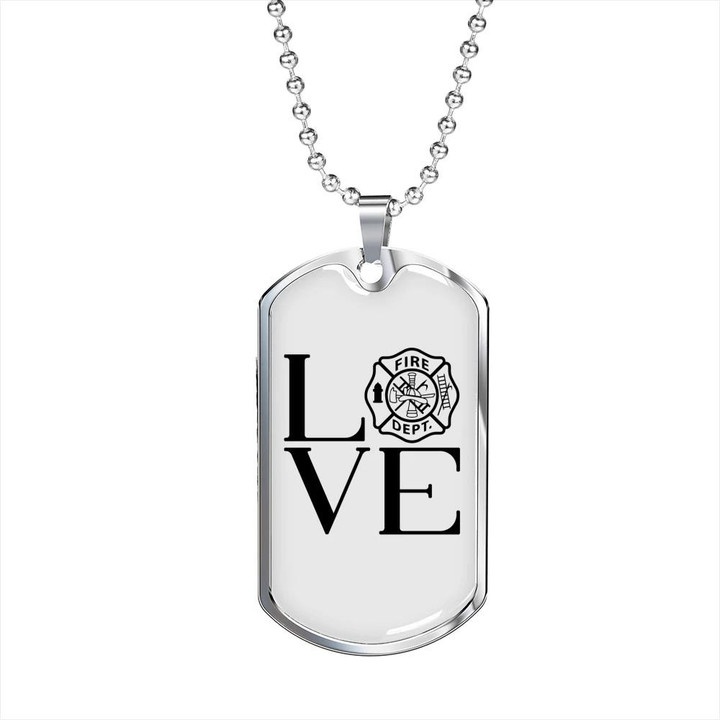 Love Fire Department Firefighter Perfect Gift For Him Firefighter Dog Tag Pendant Necklace