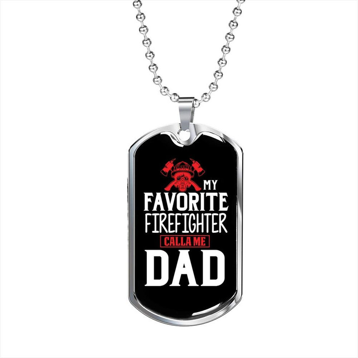 Gift For Dad My Favorite Firefighter Son Cool Gift For Firefighter's Dad Dog Tag Pendant Necklace