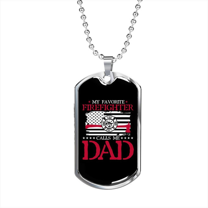Gift For Dad My Favorite Firefighter Dad Awesome Gift For Firefighter Dog Tag Pendant Necklace