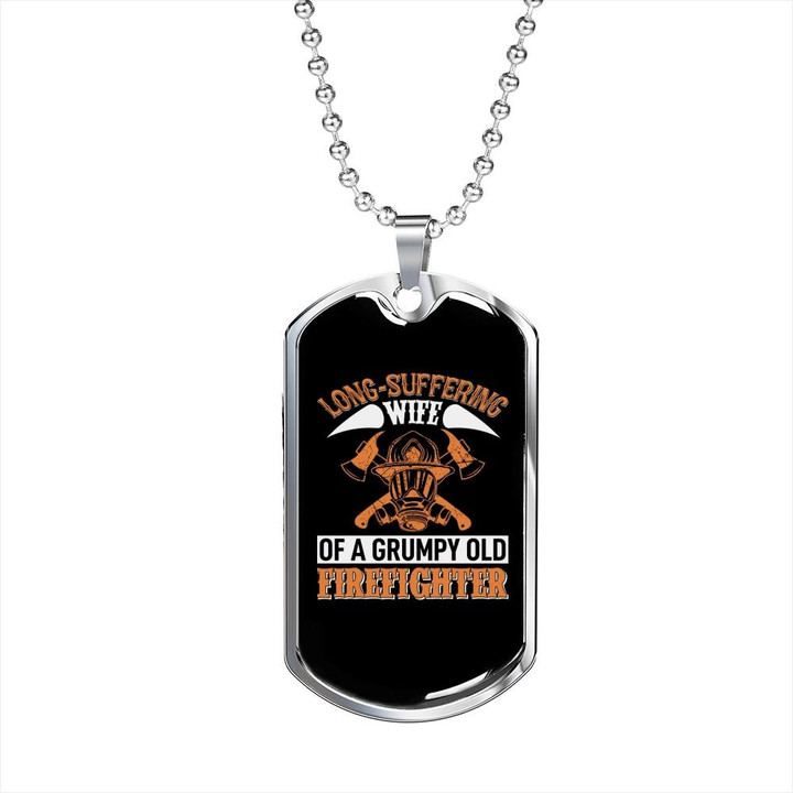 Long-Suffering Firefighter's Wife Perfect Gift For Wife Dog Tag Pendant Necklace