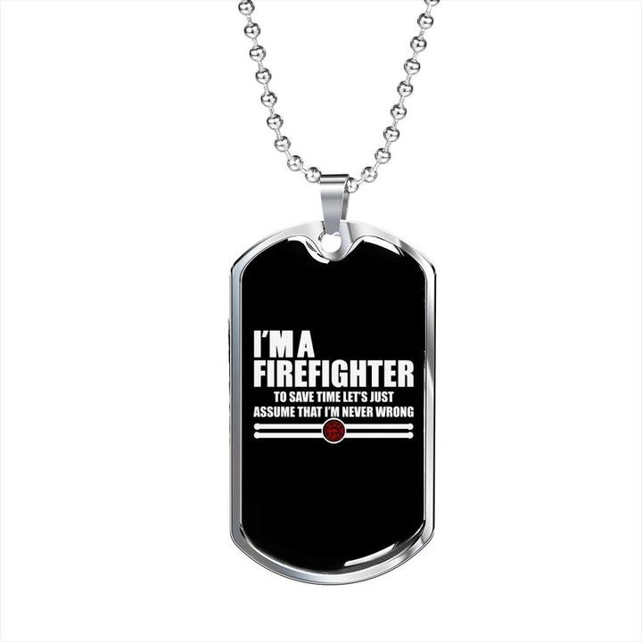 Best Gift For Him Firefighter Dog Tag Pendant Necklace I'm A Retired Firefighter