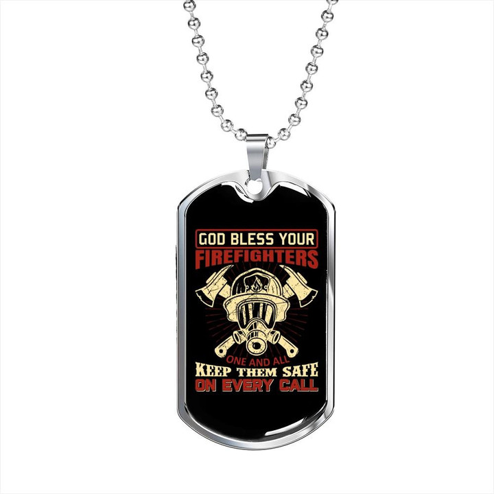 God Bless Your Firefighters Perfect Gift For Him Firefighter Dog Tag Pendant Necklace
