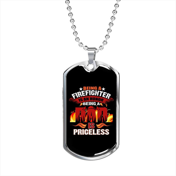 Firefighter's Honor Perfect Gift For Him Firefighter Dog Tag Pendant Necklace