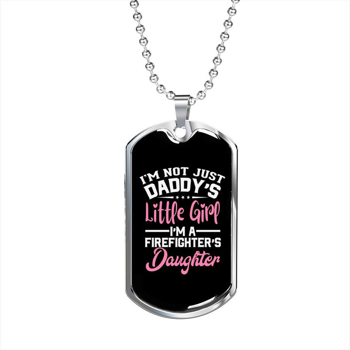 Firefighter's Little Girl Perfect Gift For Him Firefighter Dog Tag Pendant Necklace