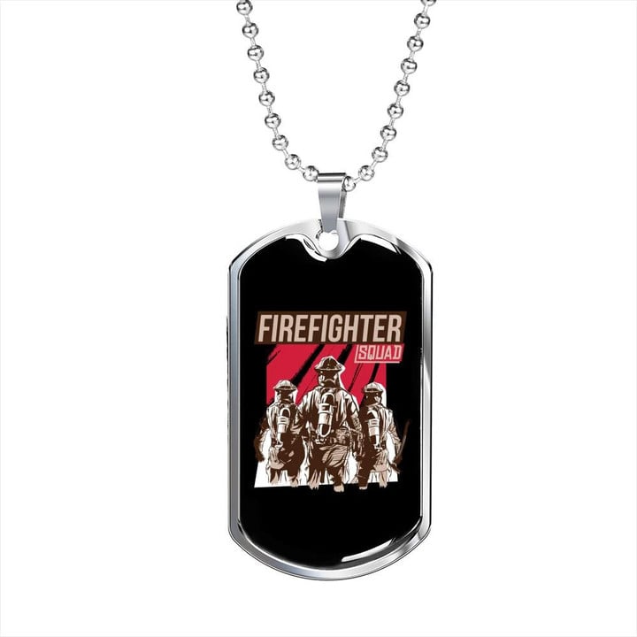 Firefighter Fire Squad Awesome Gift For Him Firefighter Dog Tag Pendant Necklace