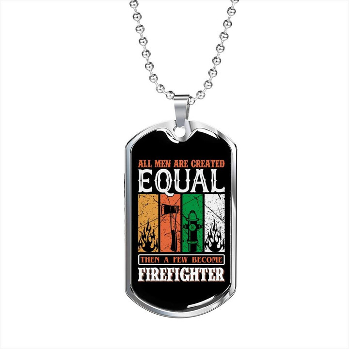 Few Men Become Firefighter Perfect Gift For Him Firefighter Dog Tag Pendant Necklace