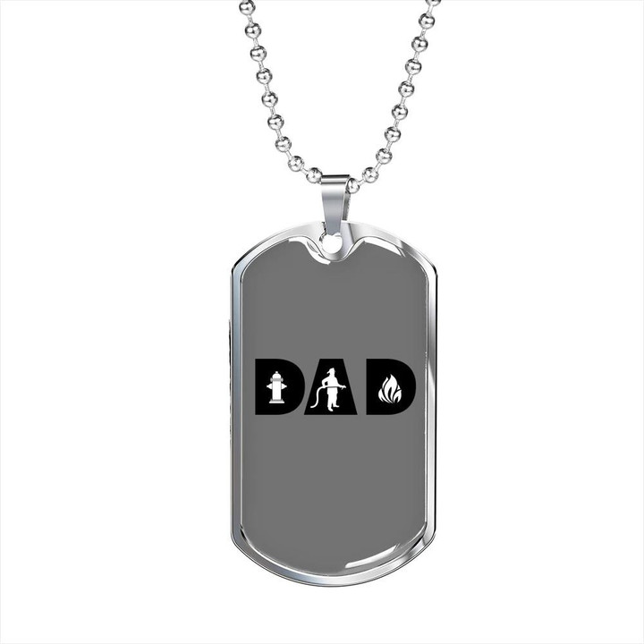 Gift For Dad Amazing Dad Fighting Gift For Firefighter Dog Tag Pendant Necklace