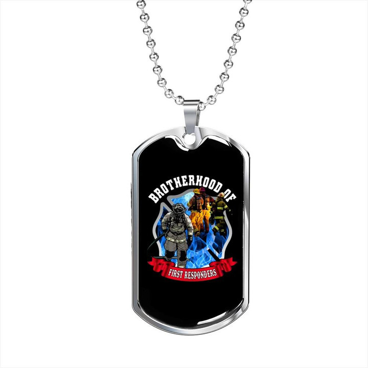 Wonderful Gift For Him Firefighter Dog Tag Pendant Necklace Brotherhood Of First Responders