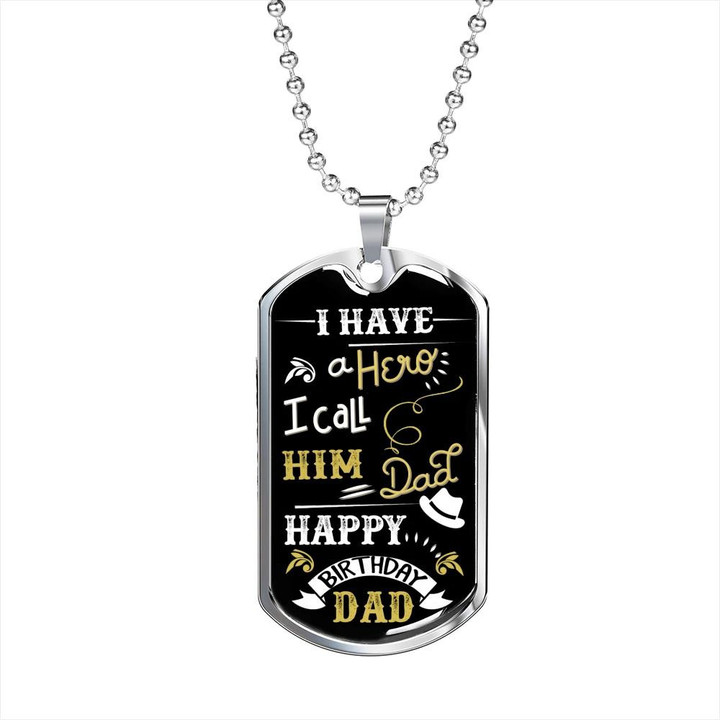 Happy Birthday Dad Hero Cool Gift For Dad Dog Tag Pendant Necklace