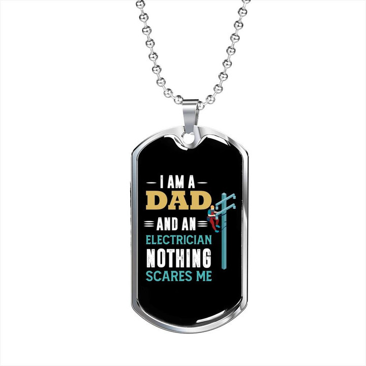 Cool Gift For Dad I'm An Electrician Dad Dog Tag Pendant Necklace