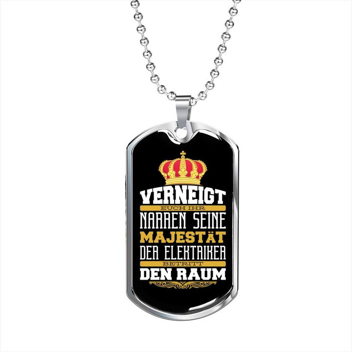 Golden Crown German Electrician Gift For Dad Dog Tag Pendant Necklace