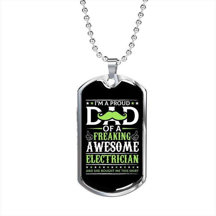 Amazing Gift For Dad Freaking Awesome Electrician Dog Tag Pendant Necklace